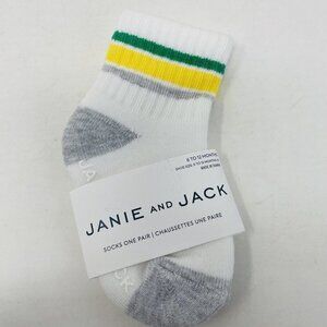 Janie and Jack Baby Boys 6-12 Months Athletic Striped Crew Socks in White/Gray